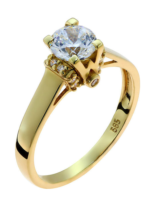 Women's Gold Ring with Zircon 14K