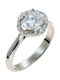 Women's Ring with Diamond & Moissanite in 18K White Gold
