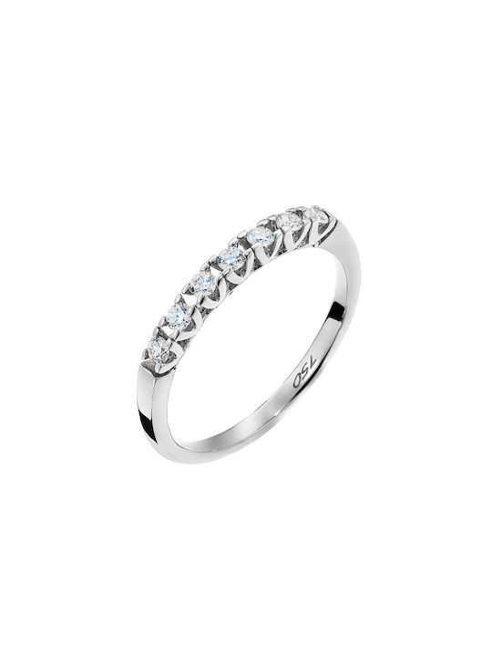 Women's White Gold Half Eternity Ring with Diamond 18K