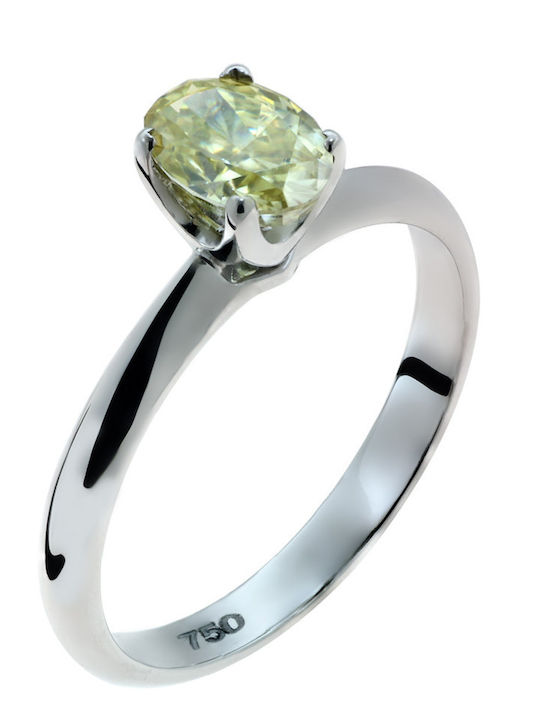 Women's White Gold 18K Ring with Moissanite