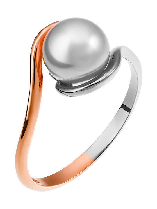 Women's White Gold Ring with Pearl 14K