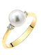 Damen Ring mit Perlen & Diamant aus Gold 18K