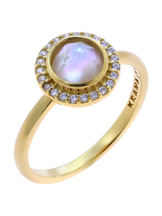 Women's Gold Plated Silver Ring with Zircon