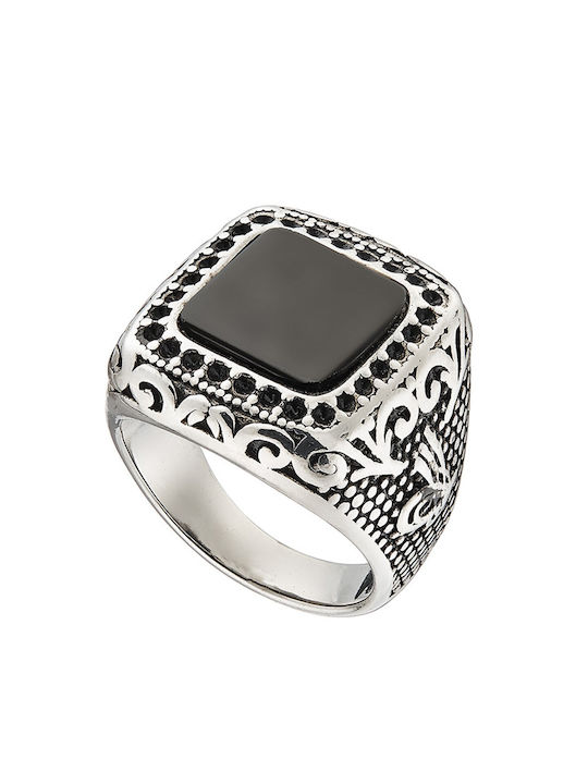 Men's Steel Ring with Stone