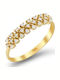 Eforo Damen Ring Halbring mit Zirkonia aus Gold 14K
