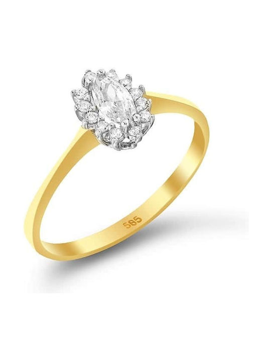 Eforo Ring with Zircon made of White gold 14K