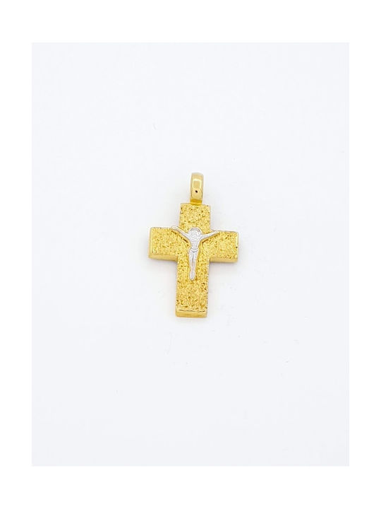 Kirkikosmima Men's Gold Cross 14K Double Sided with the Crucified