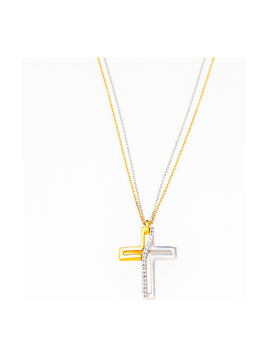 White Gold Cross 14K with Chain