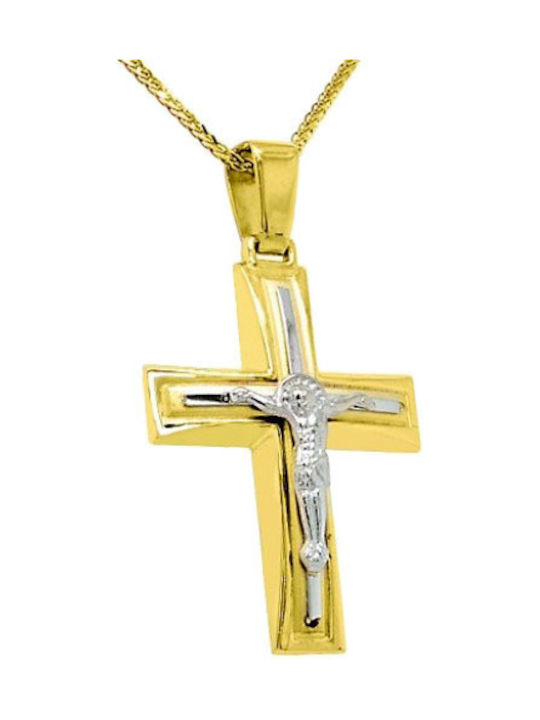 Herren Gold Kreuz 14K mit Kette