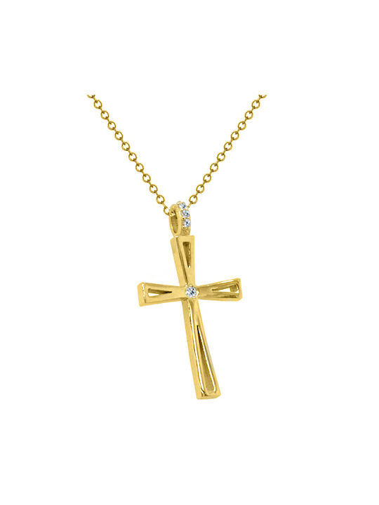 Damen Gold Kreuz 14K mit Kette