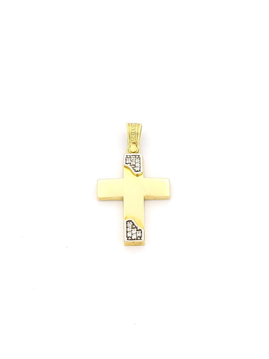 Kirkikosmima Damen Gold Kreuz 14K mit Kette