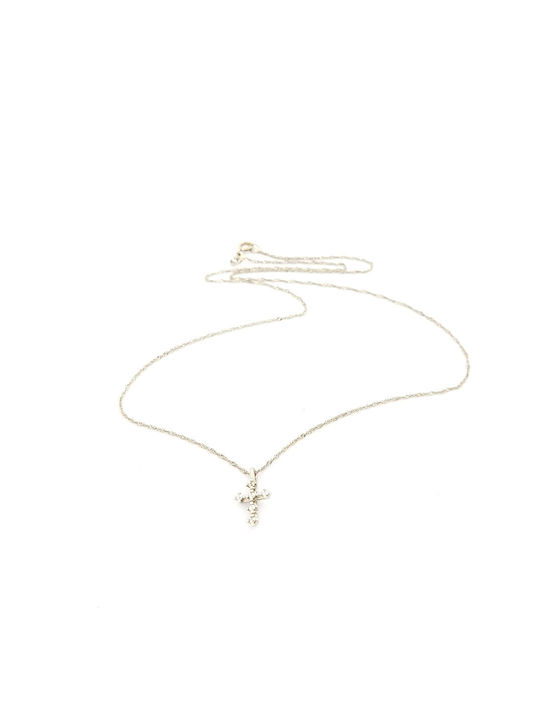 Kirkikosmima Women's White Gold Cross 14K with Chain