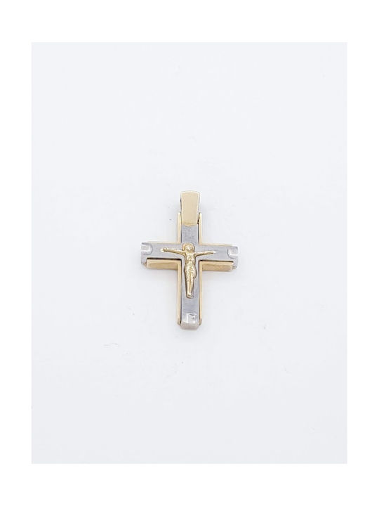 Kirkikosmima Men's Gold Cross 14K Double Sided with the Crucified