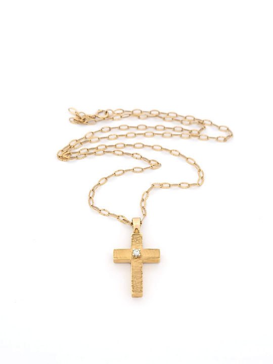 Ροζ Χρυσός Σταυρός Με Αλυσίδα 14K