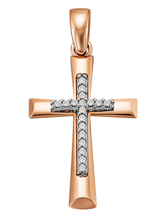 FenixJewelry Γυναικείος Ροζ Χρυσός Σταυρός 14Κ χωρίς Αλυσίδα