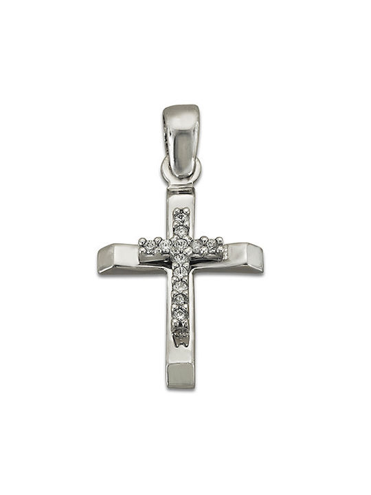 Damen Weißgold Kreuz 14K