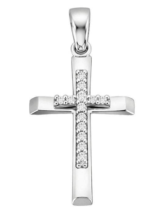 FenixJewelry Γυναικείος Λευκόχρυσος Σταυρός 14Κ χωρίς Αλυσίδα