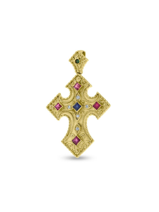 Damen Gold Byzantinisch Kreuz 14K