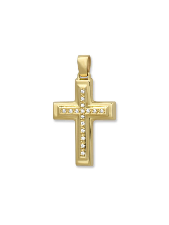 Damen Gold Kreuz 14K Beidseitig