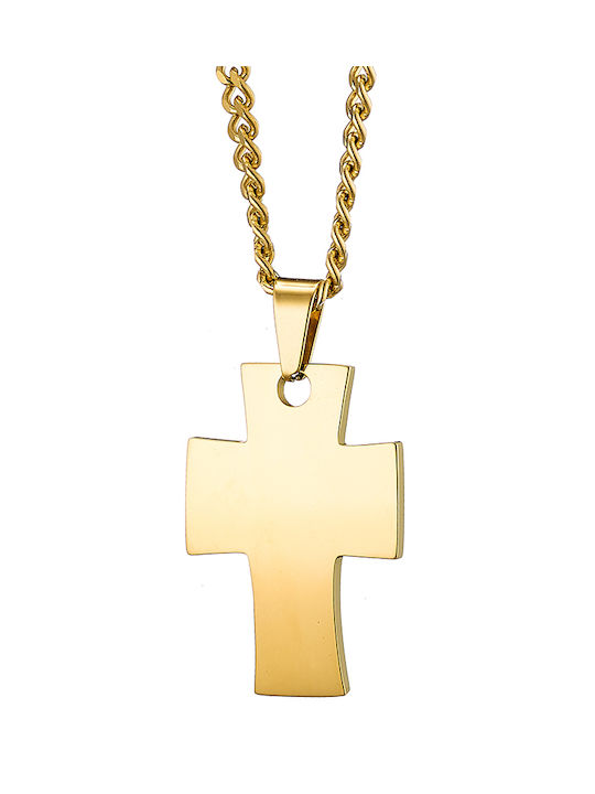 Cross from Gold Plated Steel with Chain