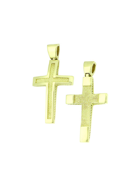 Men's Gold Cross 14K Double Sided