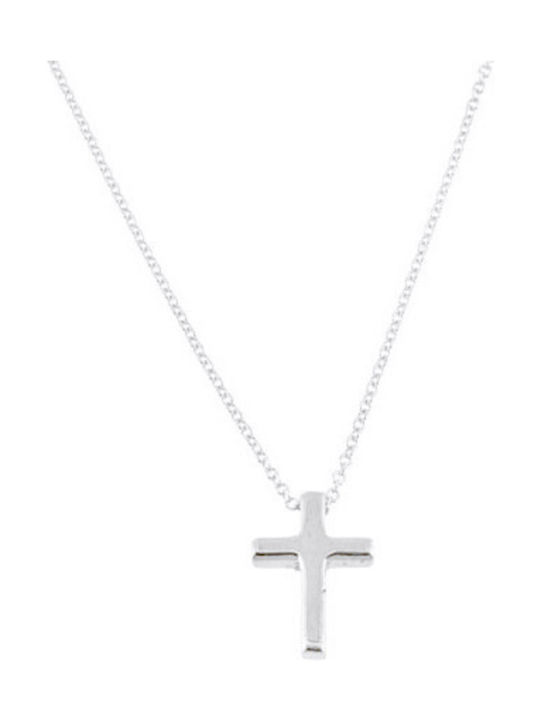 Weißgold Kreuz 14K mit Kette