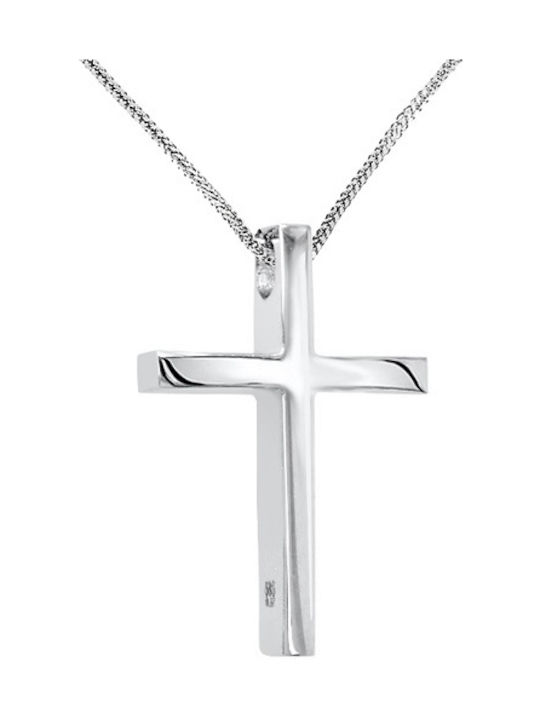 Herren Weißgold Kreuz 14K mit Kette