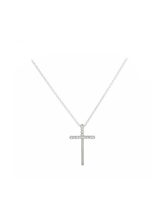 Weißgold Kreuz 14K mit Kette