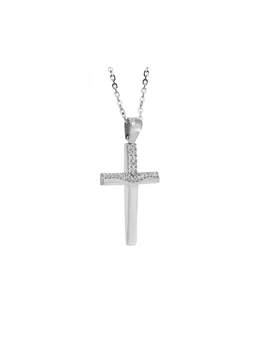 Damen Weißgold Kreuz 14K