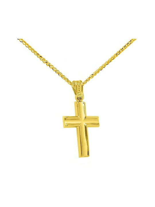 Herren Gold Kreuz 14K mit Kette