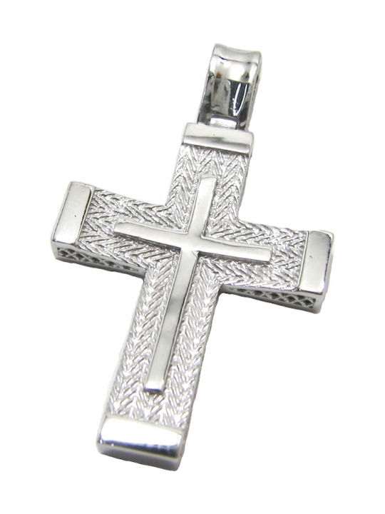 White Gold Cross 14K Double Sided