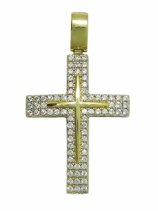 Goldjewels Women's Gold Cross 14K Double Sided