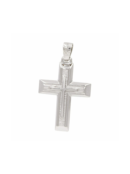 Men's White Gold Cross 14K