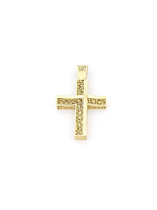 Kirkikosmima Men's Gold Cross 14K Double Sided