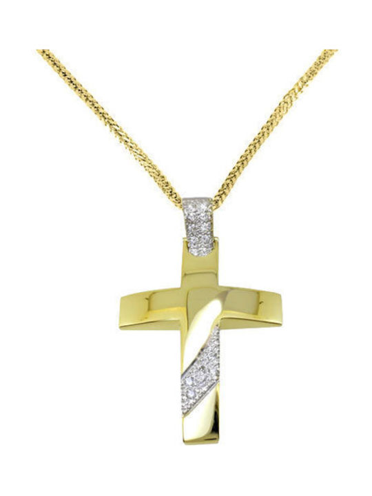 Damen Gold Kreuz 14K mit Kette