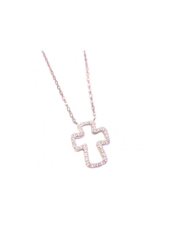 Weißgold Kreuz 14K mit Kette