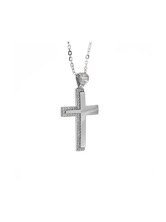 Damen Weißgold Kreuz 14K