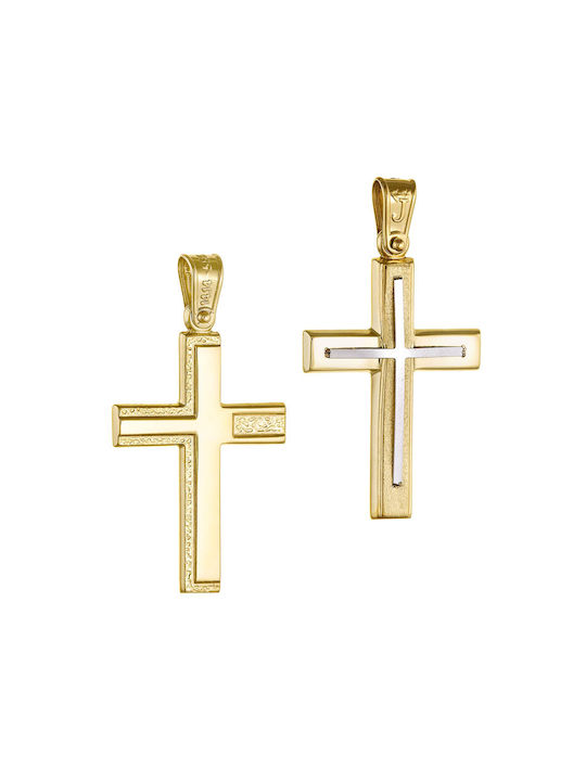 Herren Gold Kreuz 14K Beidseitig