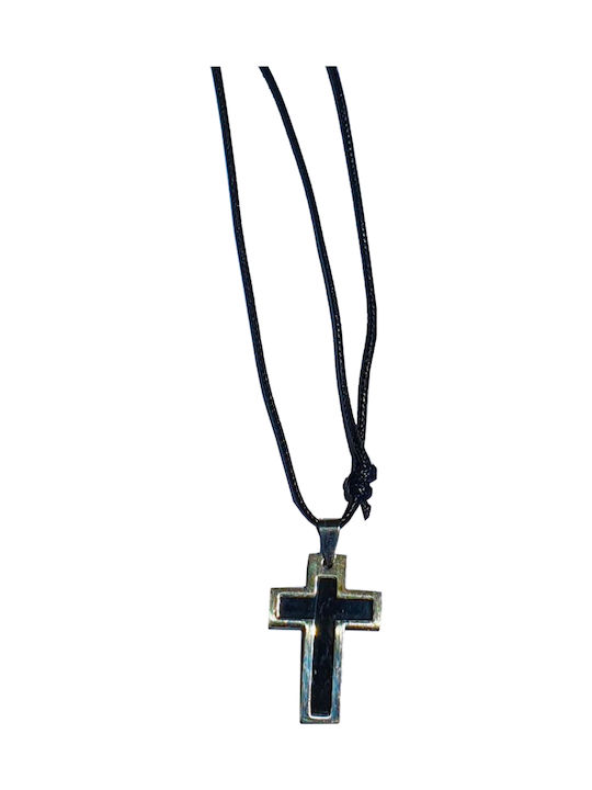 Black Men's Cross with Cord