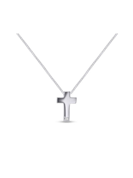 Damen Weißgold Kreuz 14K mit Kette