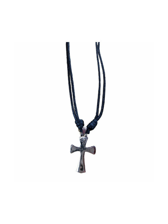 Black Men's Cross with the Crucified with Cord