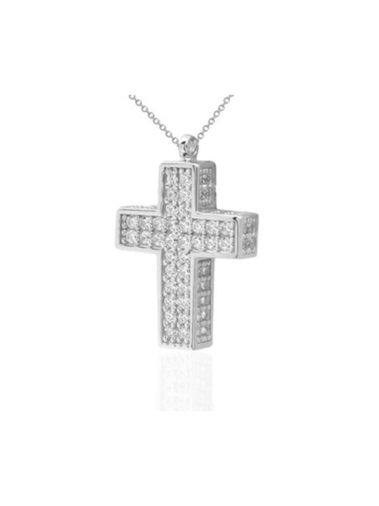 Kirkikosmima Women's White Gold Cross 14K with Chain