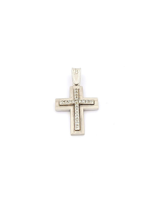 Kirkikosmima Women's White Gold Cross 14K with Chain