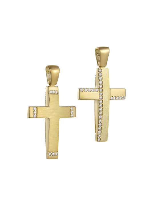 Damen Gold Kreuz 14K Beidseitig