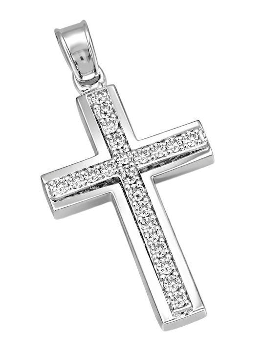 FenixJewelry Γυναικείος Λευκόχρυσος Σταυρός 14Κ χωρίς Αλυσίδα