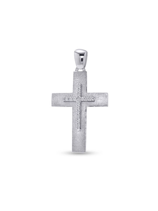 Damen Weißgold Kreuz 14K