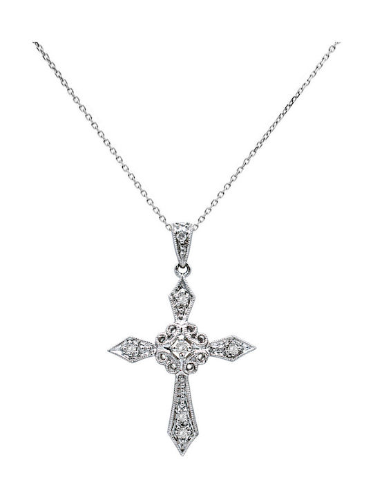 White Gold Cross 18K with Chain