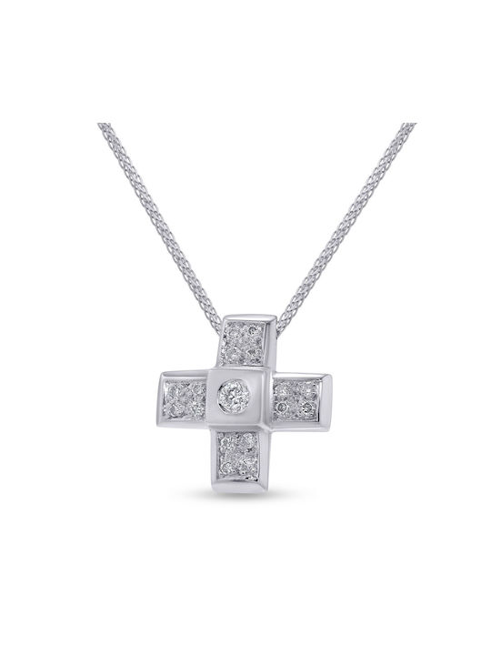 Women's White Gold Cross 18K with Chain