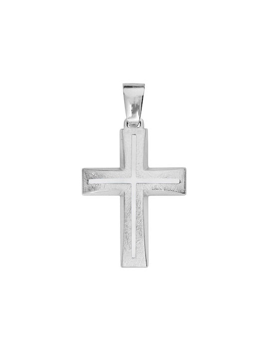 Men's White Gold Cross 14K