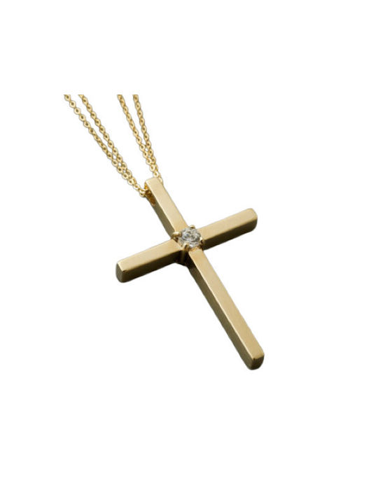 Damen Gold Kreuz 14K mit Kette